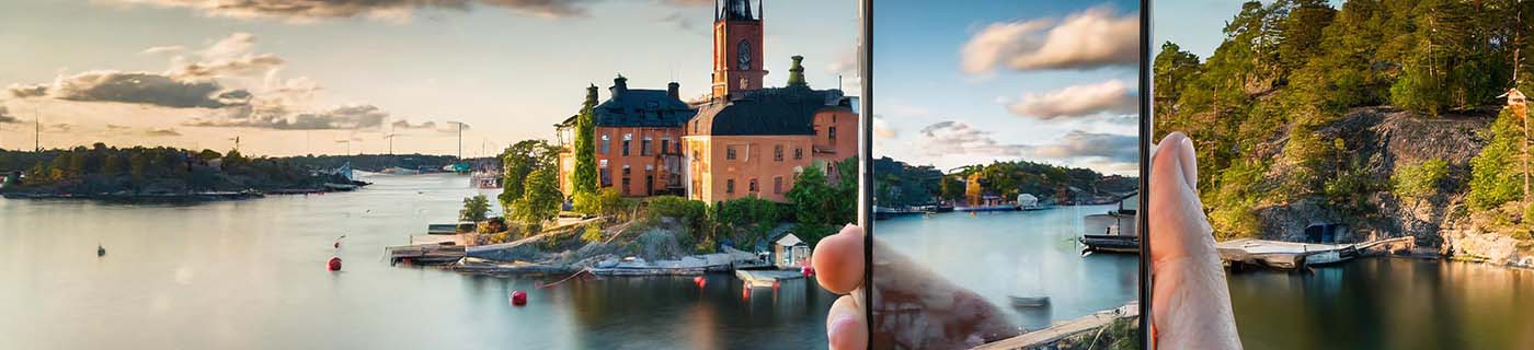 skärgård i nacka med tegelhus