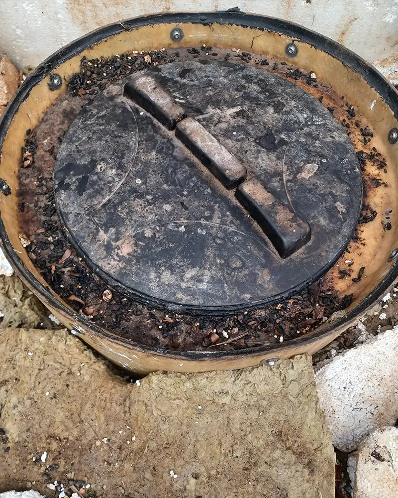 Rått bajs på lock för fettavskiljare